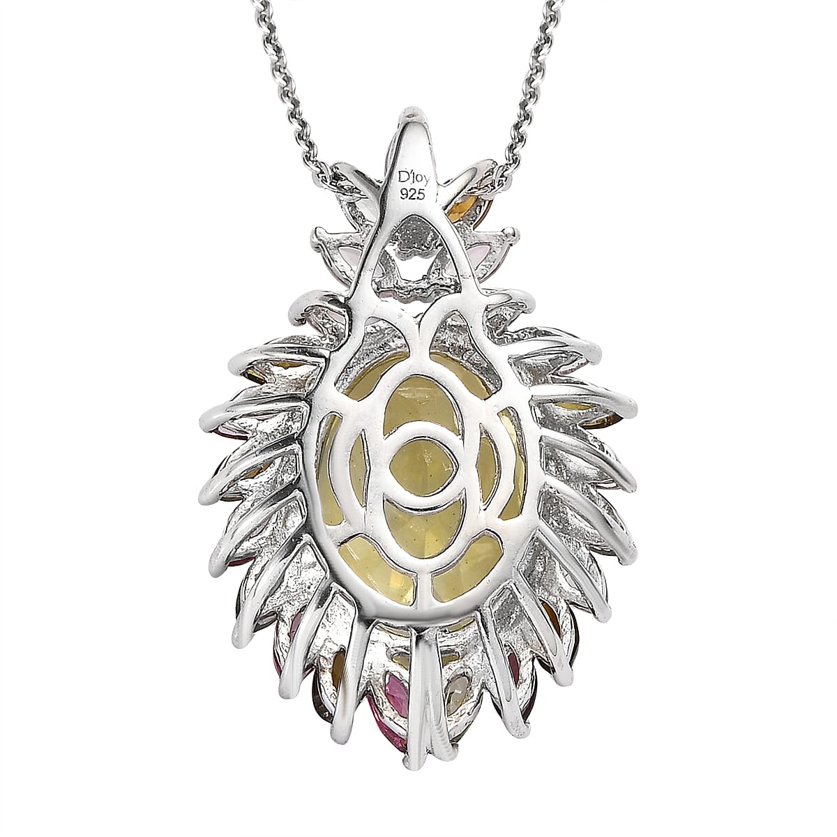 Ouro Verde Quartz and Multi-Tourmaline Pendant Necklace 20 Inches in Platinum Over Sterling Silver 7.50 ctw