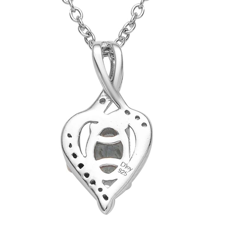 Premium Mangoro Aquamarine and White Zircon Pendant Necklace 20 Inches in Platinum Over Sterling Silver 0.50 ctw