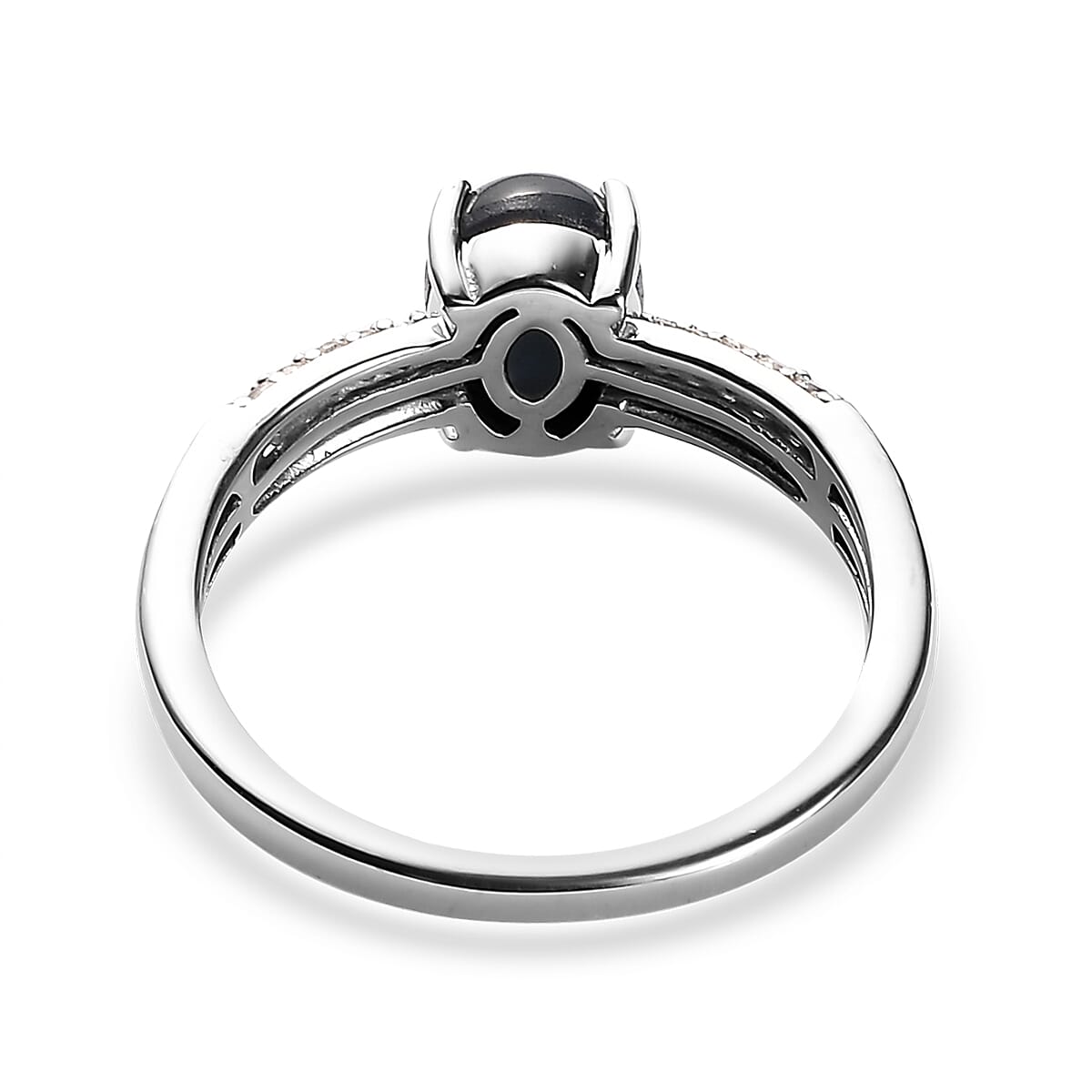 Blue Star Sapphire (DF) and White Zircon Ring (Size 9.0) and Pendant Necklace 20 Inches in Platinum Over Sterling Silver 4.85 ctw image number 5