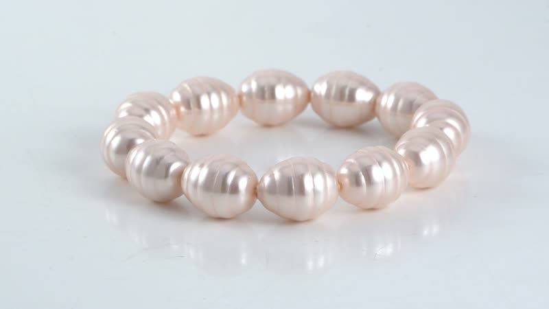 Tahitian Color Shell Pearl Beaded Stretch Bracelet and Earrings in Stainless Steel