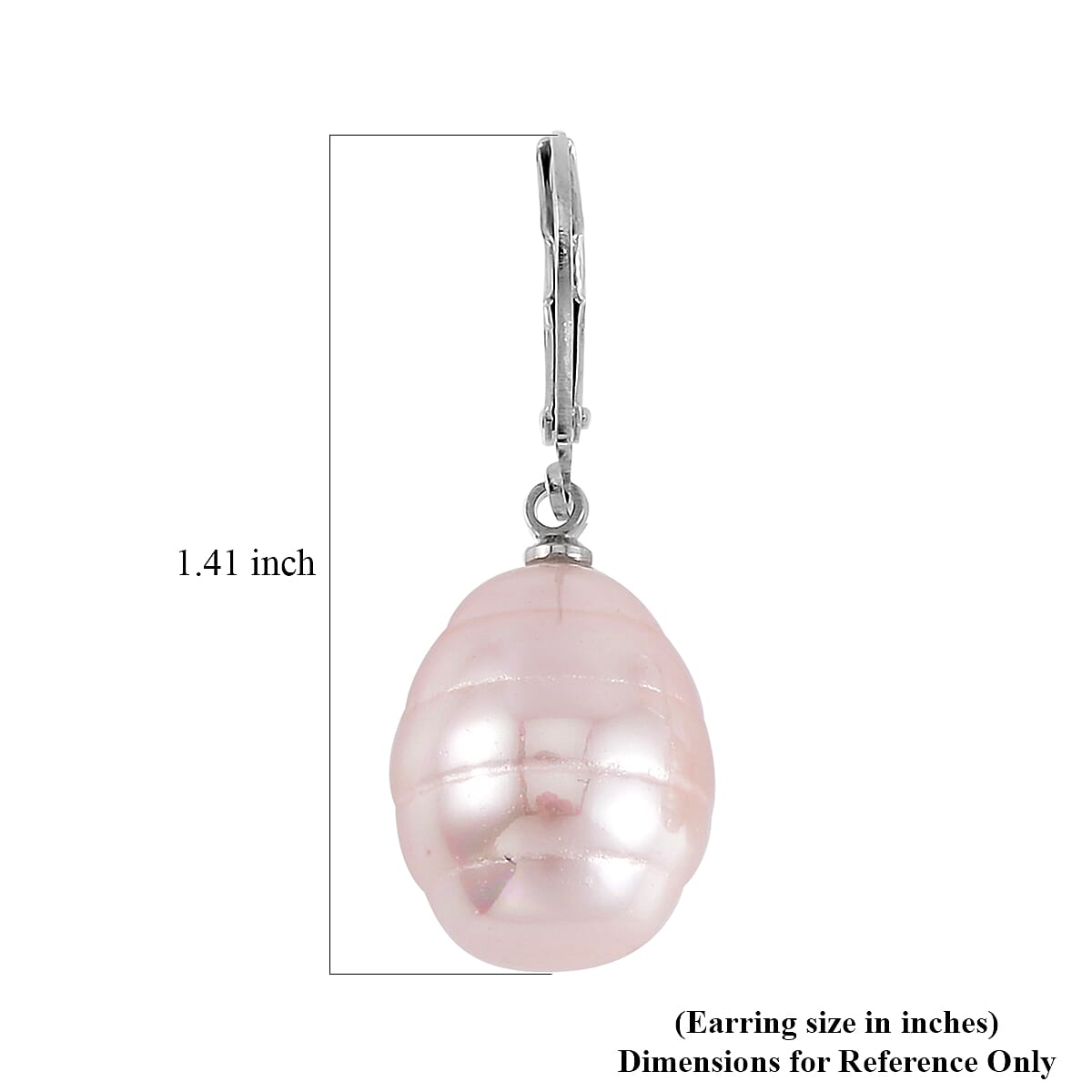 Pink Color Shell Pearl Beaded Stretch Bracelet and Earrings in Stainless Steel 1.01 ctw