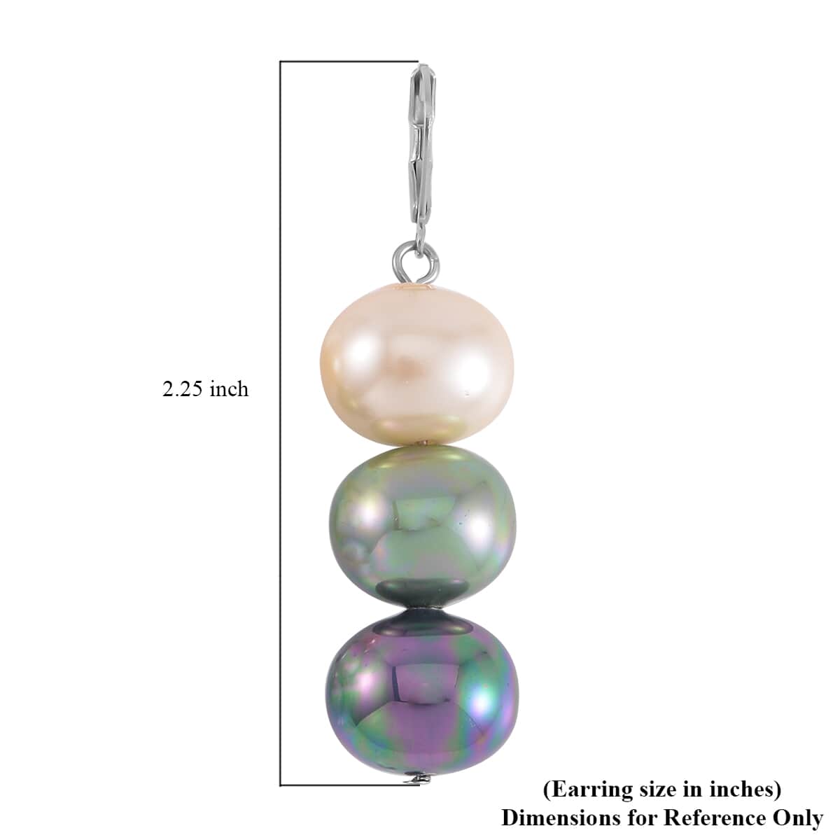 Multi Color Shell Pearl, Austrian Crystal Bracelet (8.0In) and Dangle Earrings in Silvertone image number 6