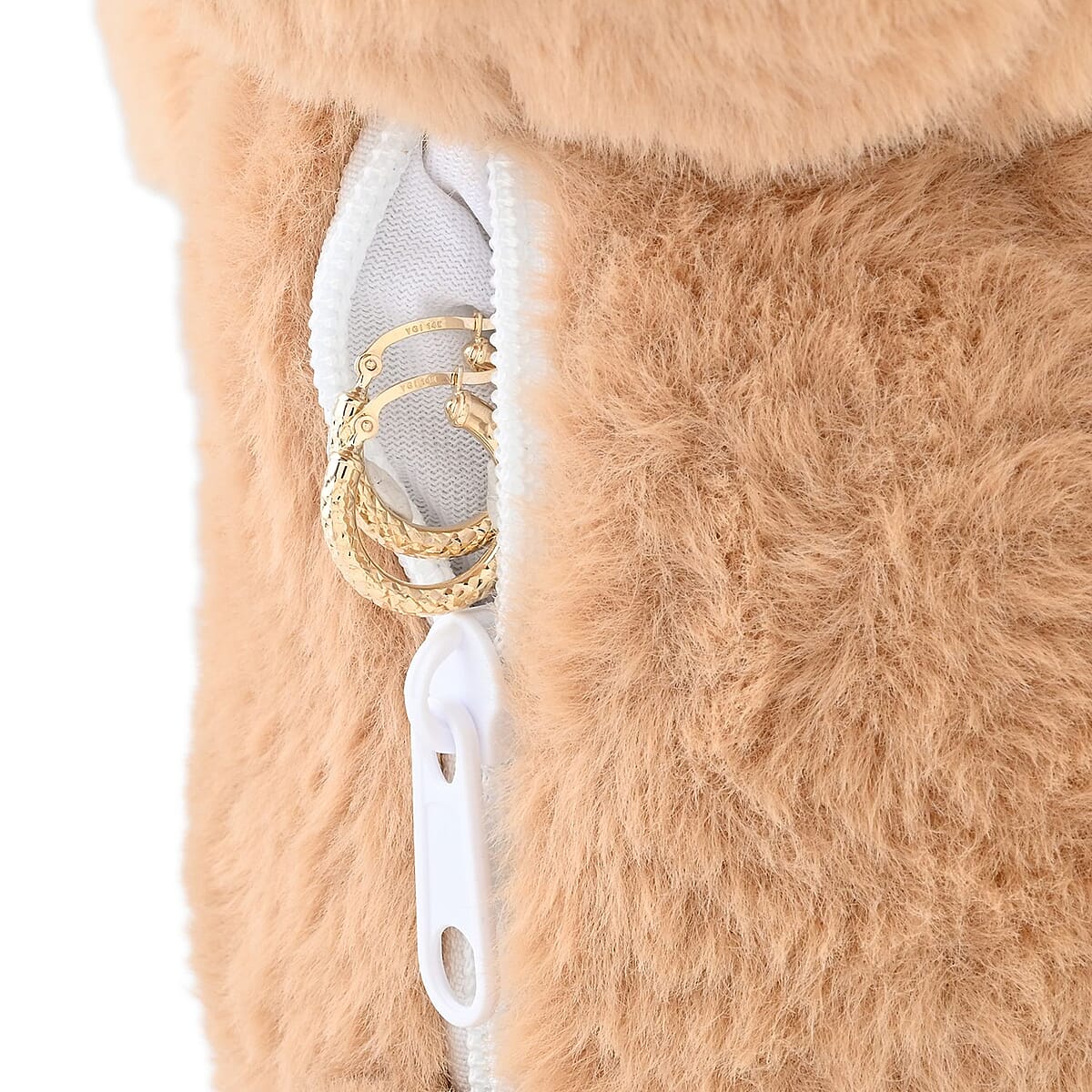 14K Yellow Gold 20X3mm Diamond-Cut Hoop Earrings with Teddy Bear Packaging image number 5