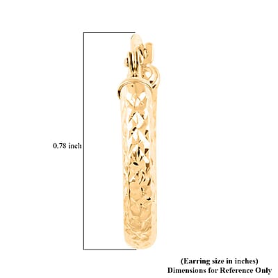 14K Yellow Gold Diamond-Cut Hoop Earrings with Teddy Bear Packaging 1.20 Grams