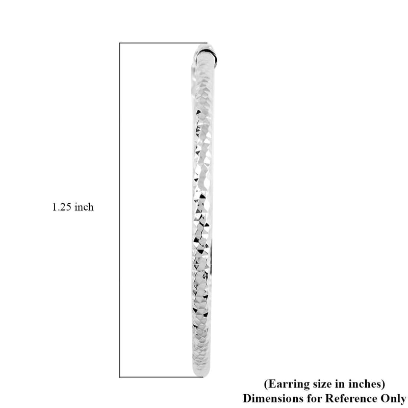 14K White Gold Diamond-Cut Hoop Earrings 1.60 Grams with Teddy Bear Packaging 1.60 Grams