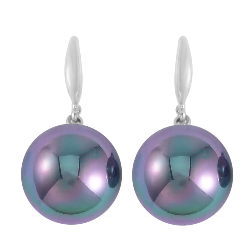 Tahitian Color Shell Pearl Stretch Bracelet and Earrings in Silvertone