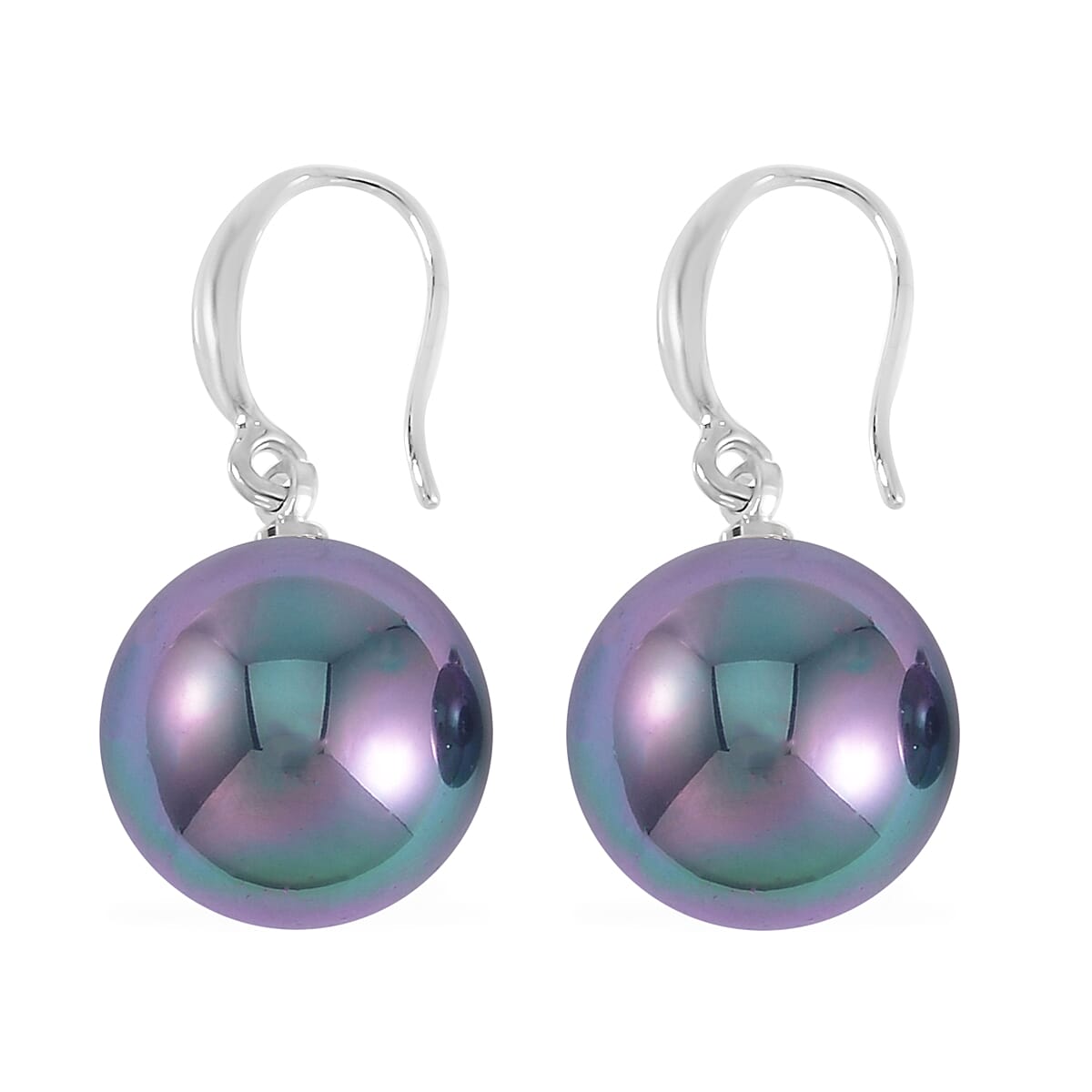 Tahitian Color Shell Pearl Stretch Bracelet and Earrings in Silvertone
