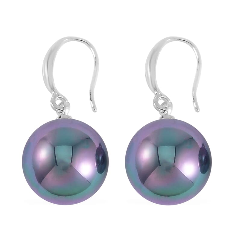 Tahitian Color Shell Pearl Stretch Bracelet and Earrings in Silvertone