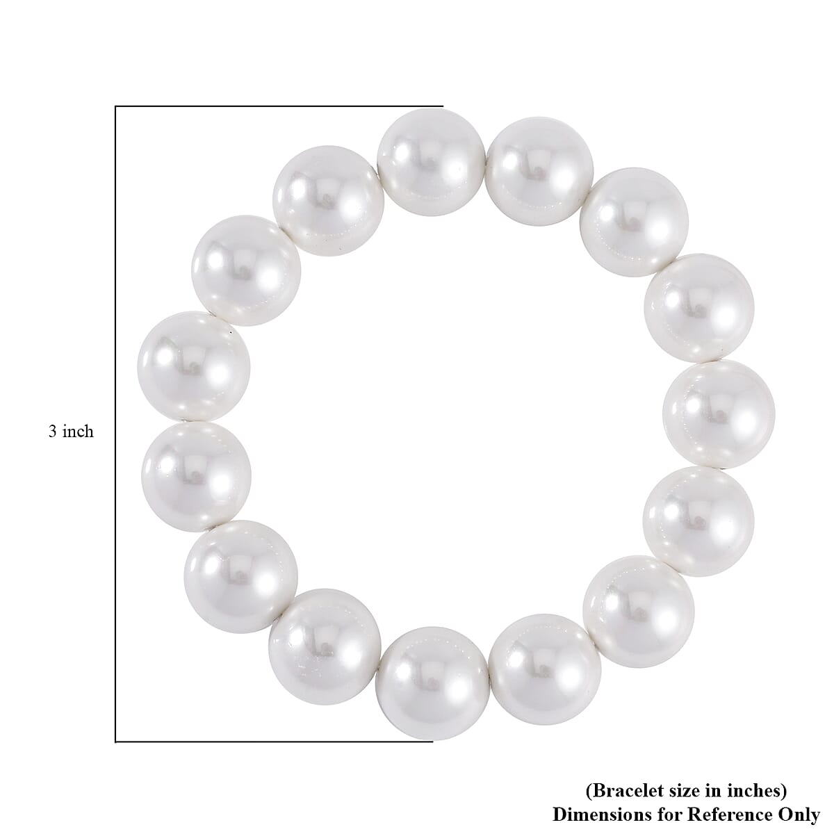 White Shell Pearl Stretch Bracelet and Earrings in Silvertone image number 3