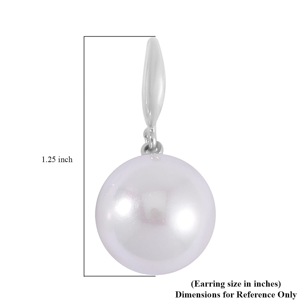 White Shell Pearl Stretch Bracelet and Earrings in Silvertone image number 6