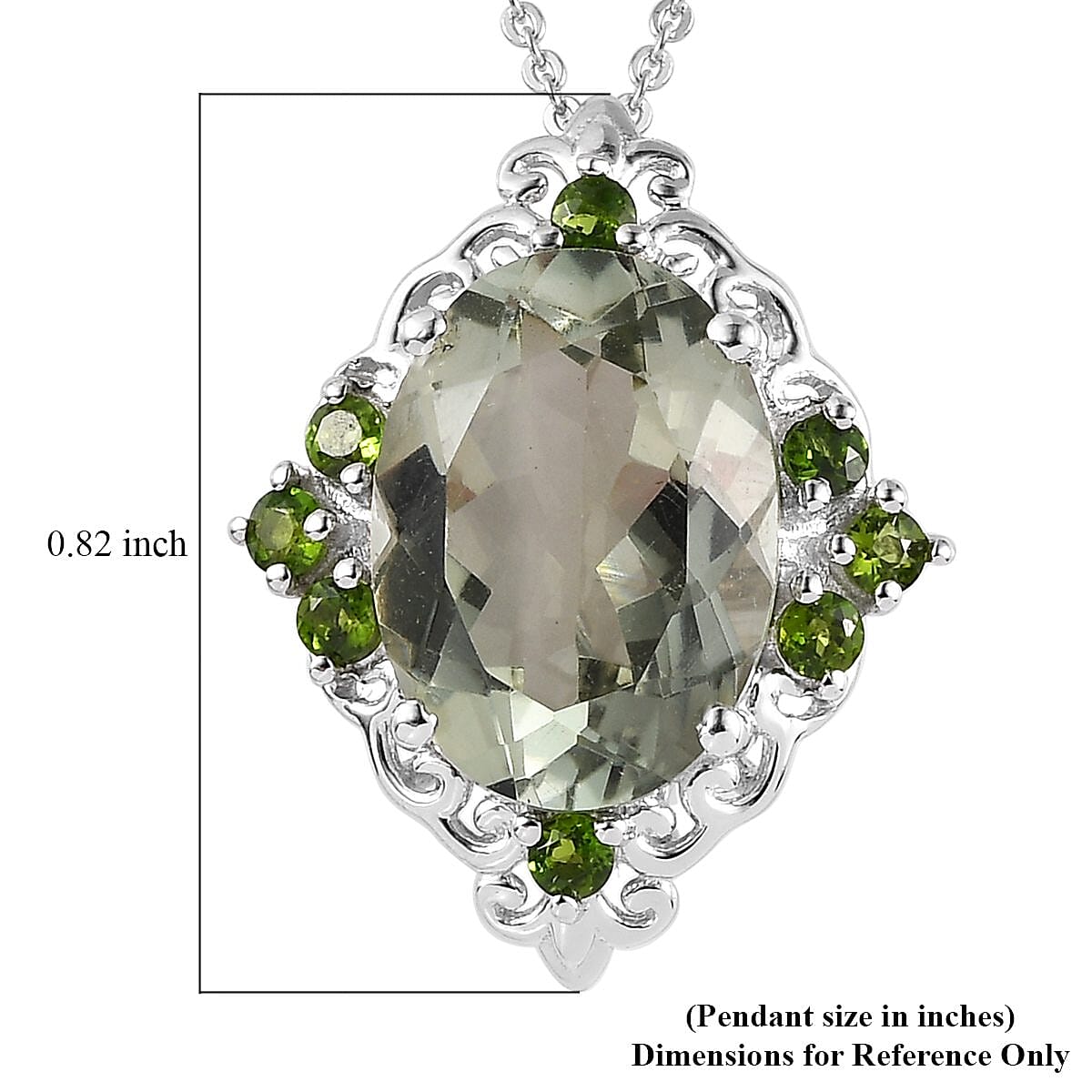 AAA Montezuma Prasiolite and Chrome Diopside Pendant Necklace 20 Inches in Platinum Over Sterling Silver 5.75 ctw image number 6