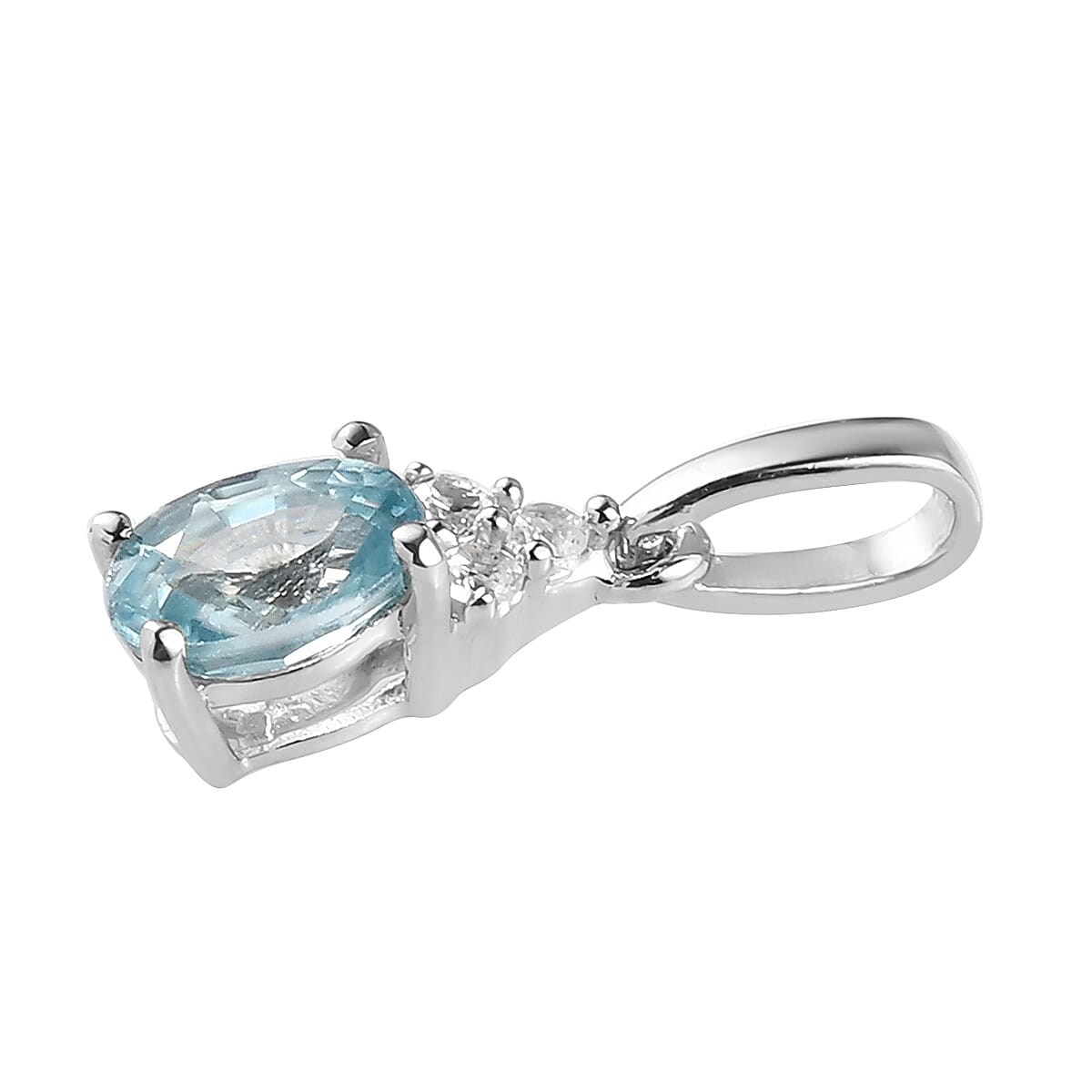 Premium Cambodian Blue Zircon, White Zircon Ring (Size 8.0) and Pendant in Platinum Over Sterling Silver 1.60 ctw image number 6