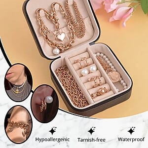 EverTrue White Shell Pearl Jewelry, 3 Pearl Earrings, 3 Pearl Necklaces (16, 18, 20 Inch Necklace), 1 Pearl Bracelet, 3 Charms and 1 Magnetic Extender, ION Plated RG Stainless Steel Jewelry Set