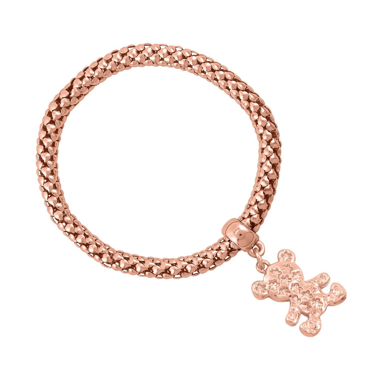 Set of 3 Austrian Crystal Pave Stretch Bracelet with Charm in Goldtone, Rosetone and Silvertone image number 3