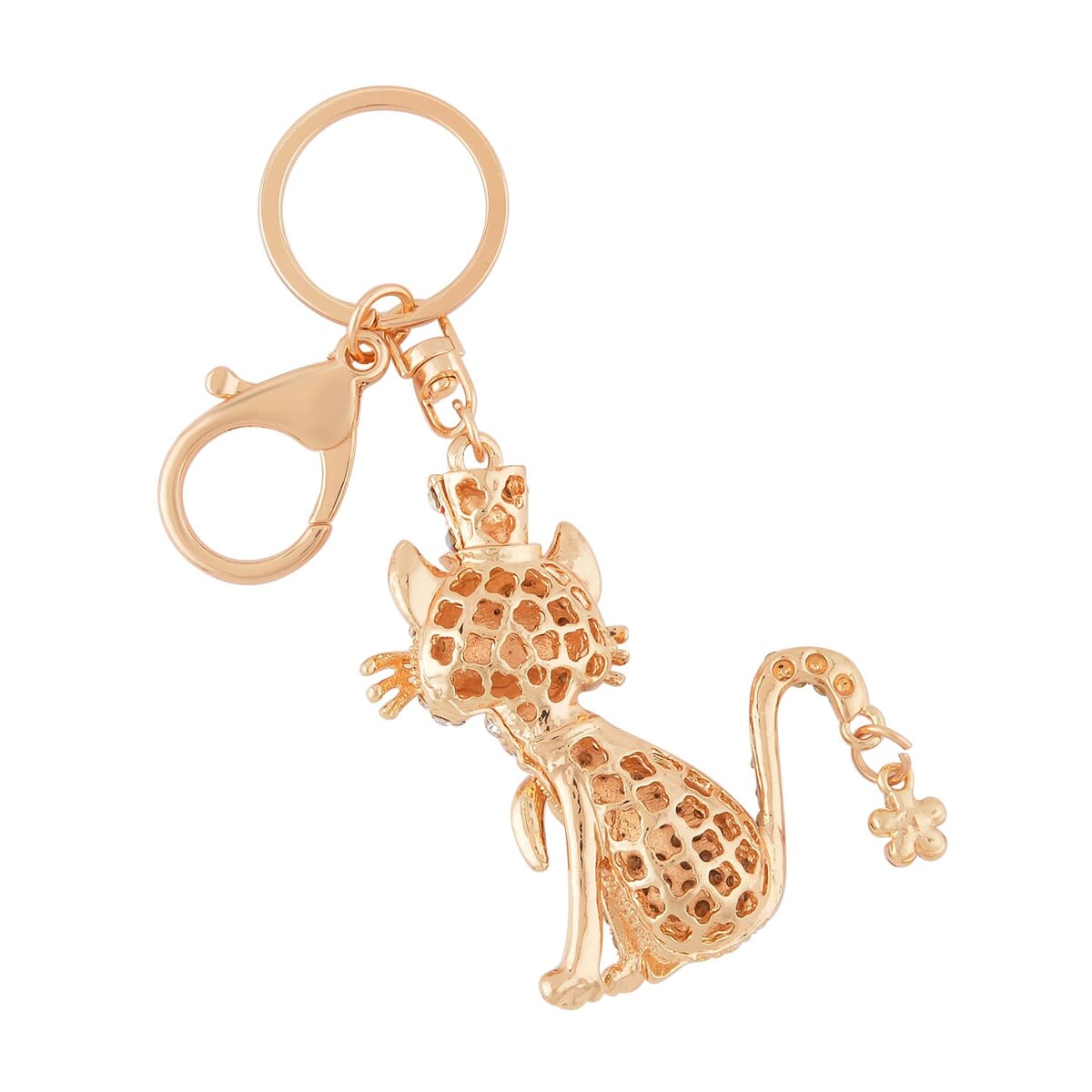 Set of 3 Multi Color Austrian Crystal, Enameled Panda, Cat and Shoes Keychain in Goldtone, Cute Keychains, Key Holders, Key Rings, Cool Keychains image number 3