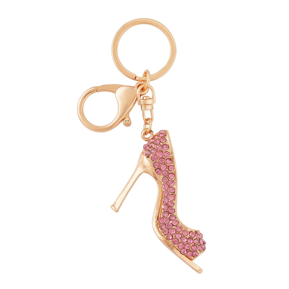 Set of 3 Multi Color Austrian Crystal, Enameled Panda, Cat and Shoes Keychain in Goldtone, Cute Keychains, Key Holders, Key Rings, Cool Keychains image number 5