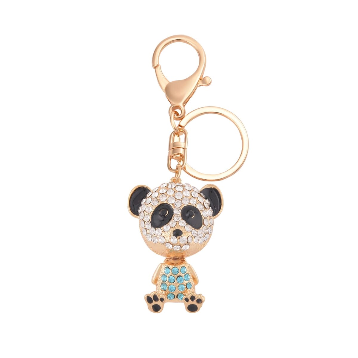 Set of 3 Multi Color Austrian Crystal, Enameled Panda, Cat and Shoes Keychain in Goldtone, Cute Keychains, Key Holders, Key Rings, Cool Keychains image number 6