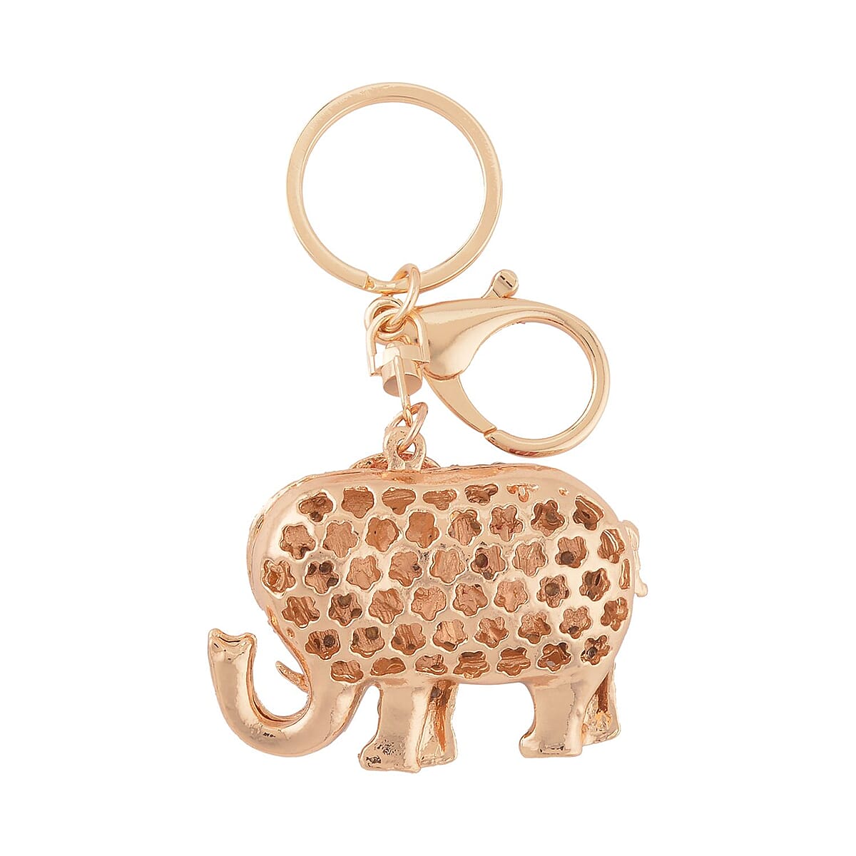 Set of 3 Multi Color Austrian Crystal, Enameled Elephant, Leopard and Angel Keychain in Goldtone, Cute Keychains, Key Holders, Key Rings, Cool Keychains image number 3