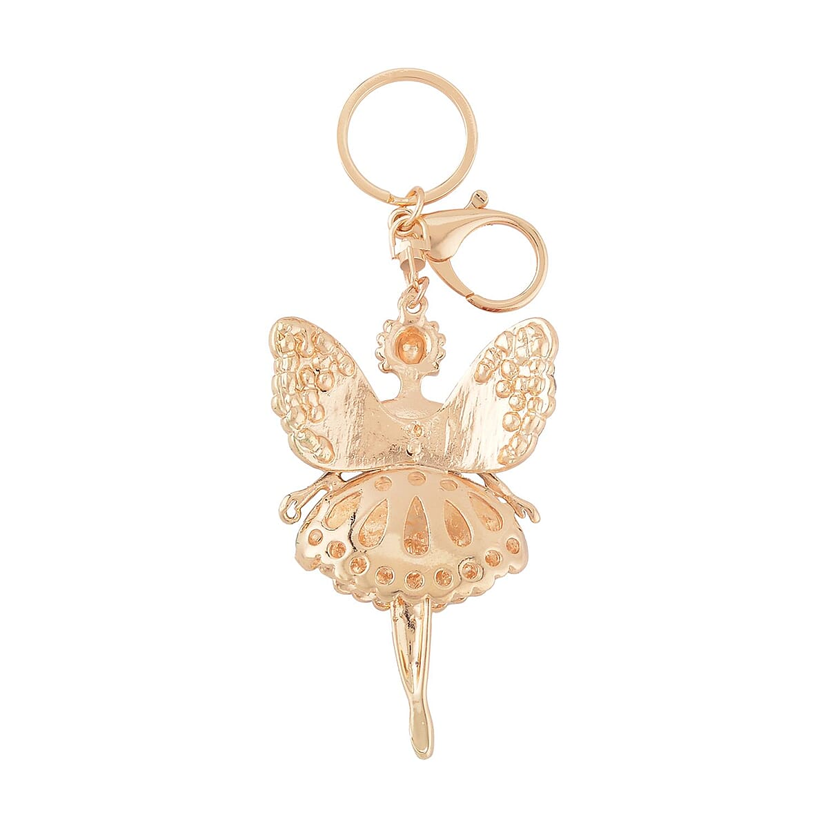 Set of 3 Multi Color Austrian Crystal, Enameled Elephant, Leopard and Angel Keychain in Goldtone, Cute Keychains, Key Holders, Key Rings, Cool Keychains image number 5