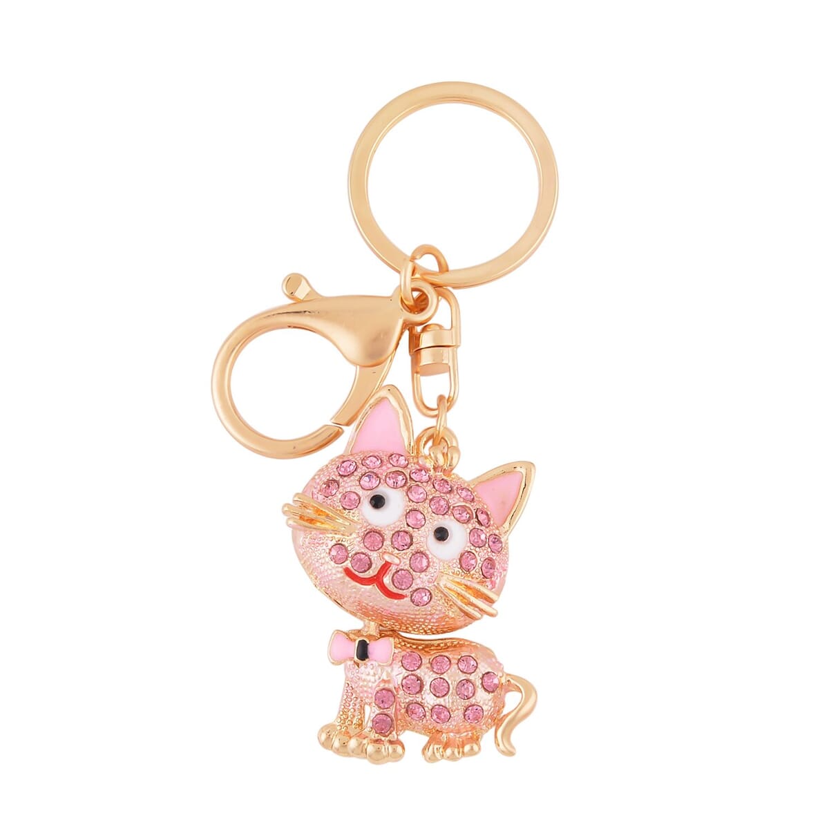 Set of 3 Multi Color Austrian Crystal, Enameled Owl, Cat and High Heel Keychain in Goldtone, Cute Keychains, Key Holders, Key Rings, Cool Keychains image number 2