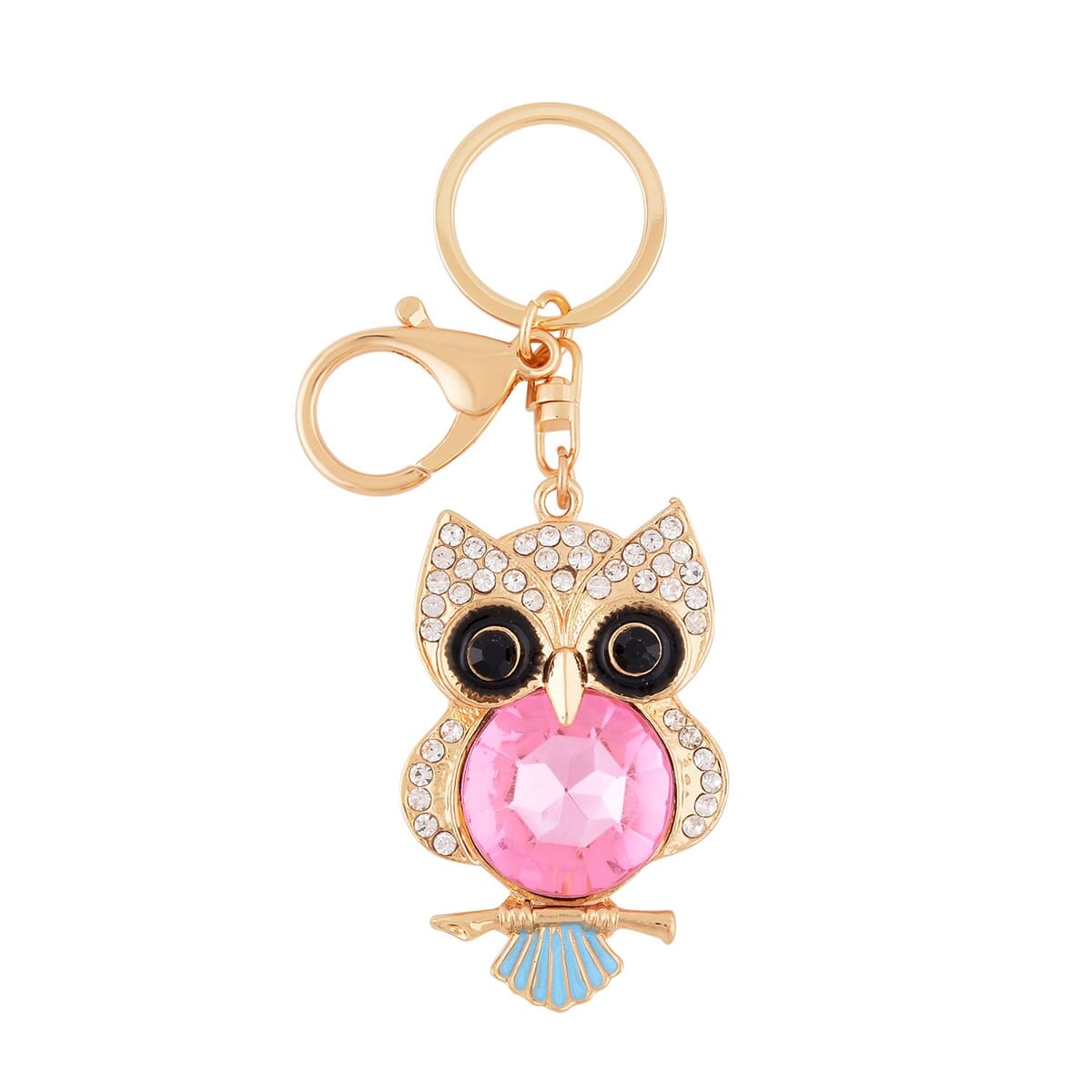 Set of 3 Multi Color Austrian Crystal, Enameled Owl, Cat and High Heel Keychain in Goldtone, Cute Keychains, Key Holders, Key Rings, Cool Keychains image number 4
