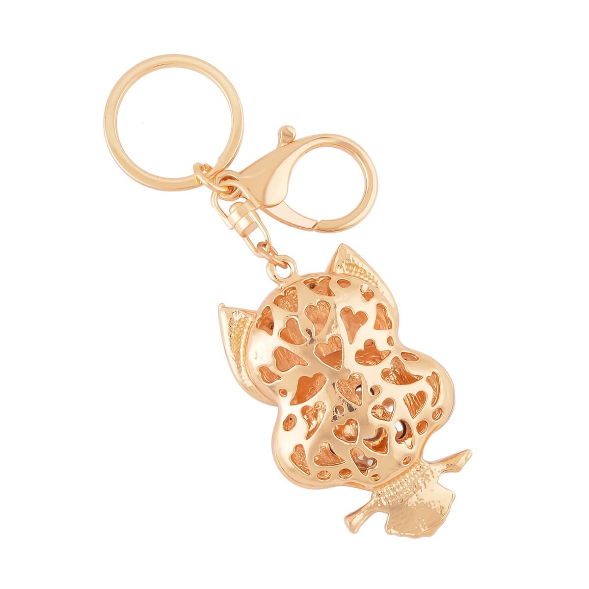 Set of 3 Multi Color Austrian Crystal, Enameled Owl, Cat and High Heel Keychain in Goldtone, Cute Keychains, Key Holders, Key Rings, Cool Keychains image number 5