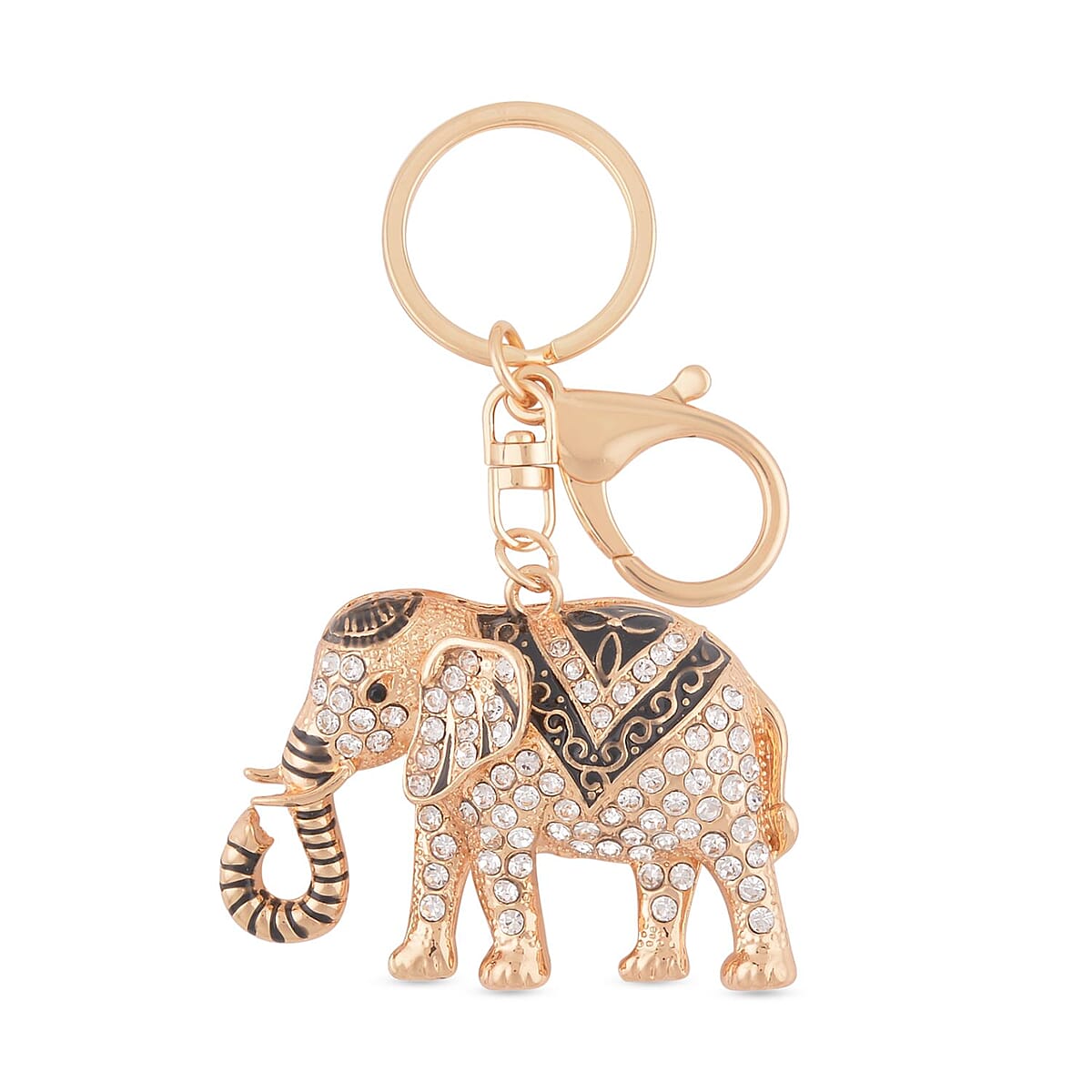 Set of 3 Multi Color Austrian Crystal, Enameled Elephant, Rabbit and High Heel Keychain in Goldtone,  Cute Keychains, Key Holders, Key Rings, Cool Keychains image number 6