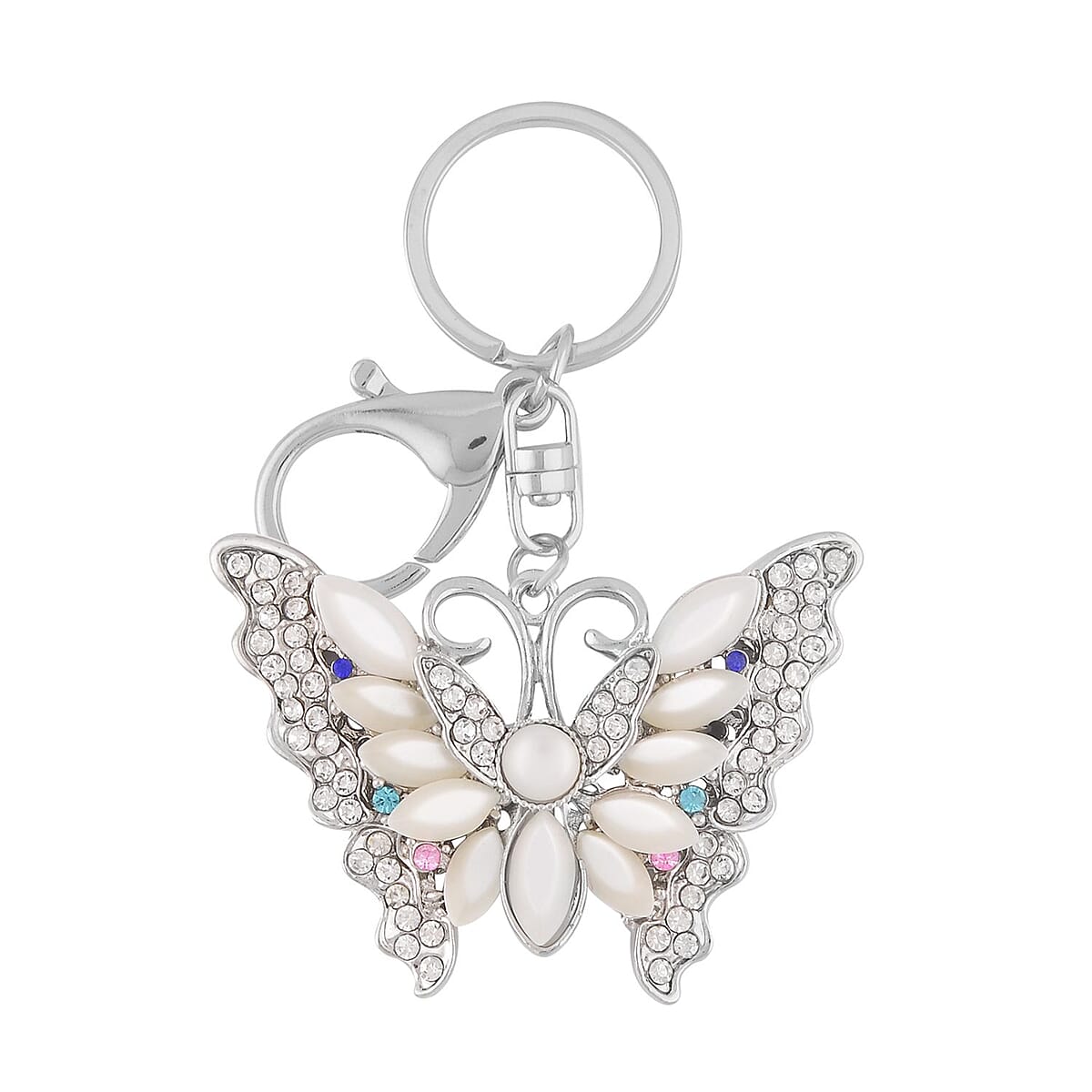 Set of 3 Multi Color Austrian Crystal, Resin, Enameled Marquise, Elephant, and Butterfly Keychain in Goldtone, Cute Keychains, Key Holders, Key Rings, Cool Keychains image number 3