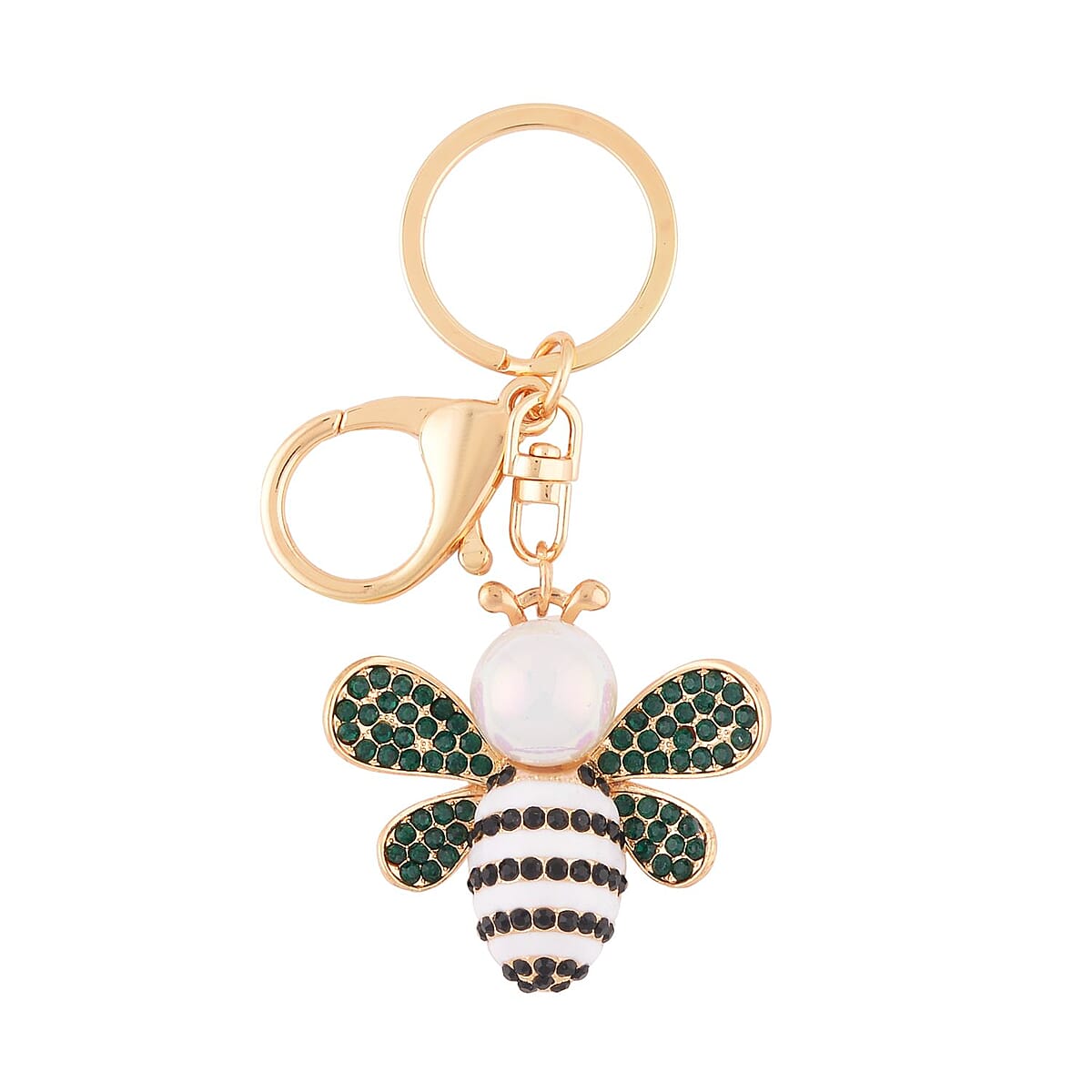 Set of 3 Multi Color Austrian Crystal, Resin, Enameled Bee, Owl and Horse Keychain in Silvertone and Goldtone, Cute Keychains, Key Holders, Key Rings, Cool Keychains image number 6