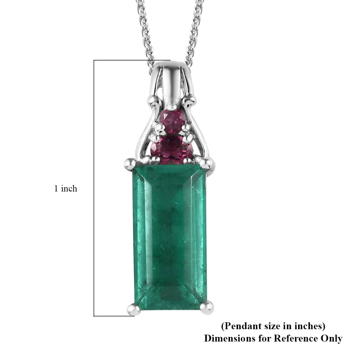 Emeraldine Quartz (Triplet) and Orissa Rhodolite Garnet Pendant Necklace 20 Inches in Platinum Over Sterling Silver 5.15 ctw image number 6