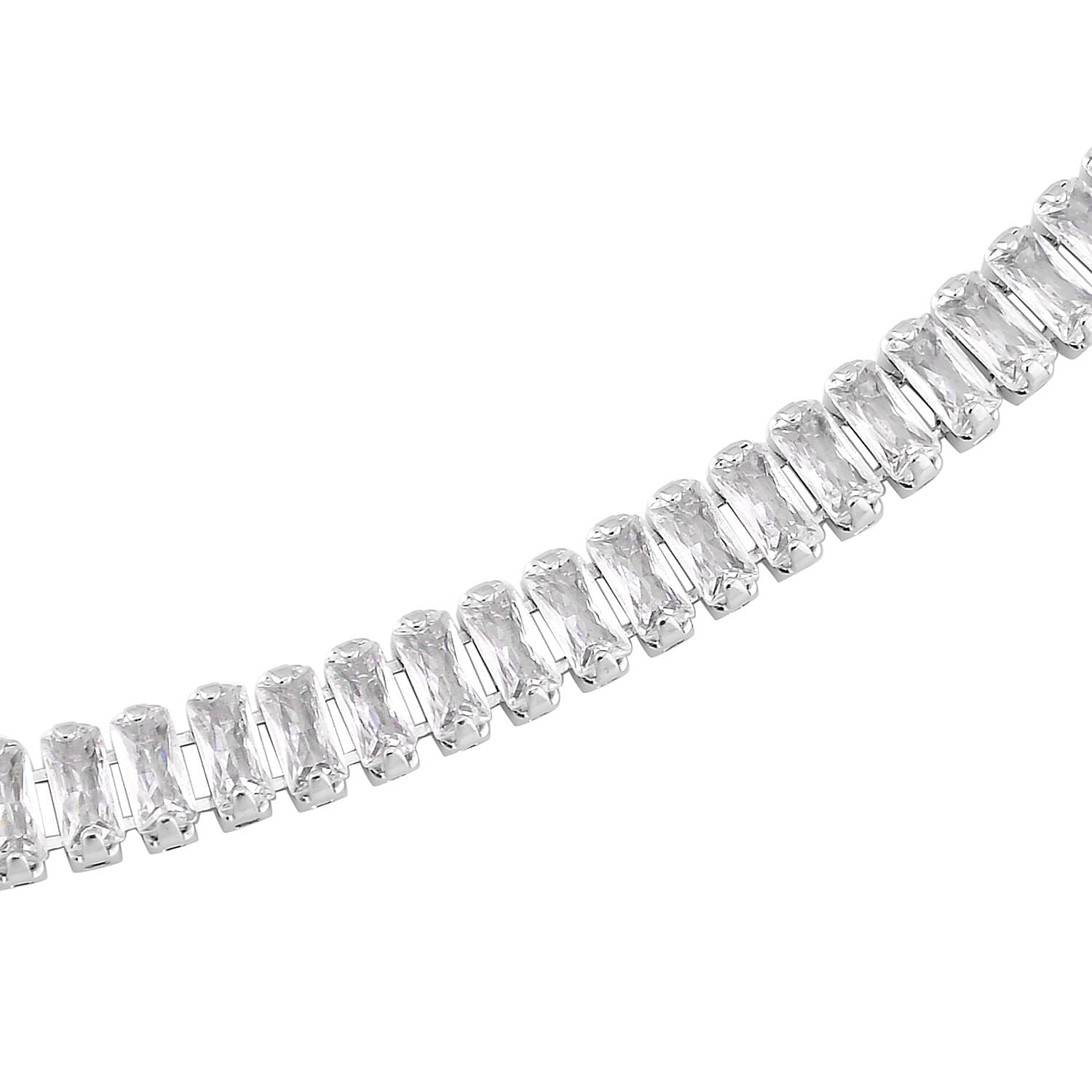 Simulated Diamond Tennis Bracelet (6.75-8.75In) and Necklace 16.5-19.5 Inches in Silvertone 50.00 ctw