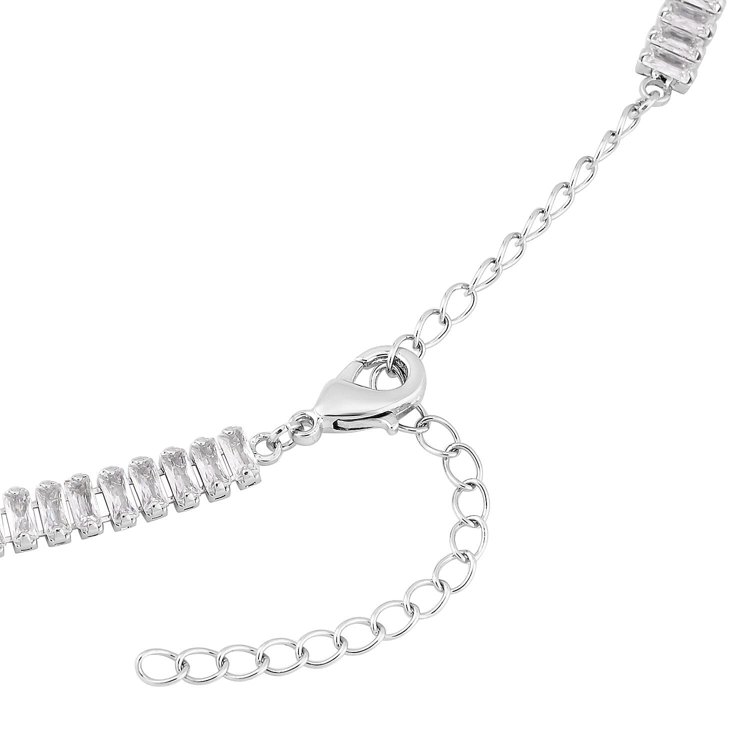 Simulated Diamond Tennis Bracelet (6.75-8.75In) and Necklace 16.5-19.5 Inches in Silvertone 50.00 ctw