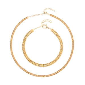 Simulated Yellow Diamond Tennis Bracelet (6.75-8.75In) and Necklace 16.5-19.5 Inches in Goldtone 50.00 ctw