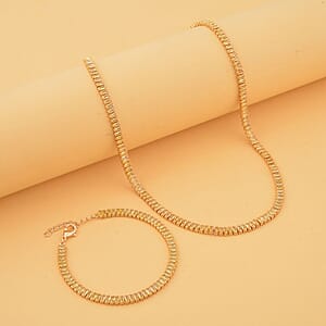 Simulated Yellow Diamond Tennis Bracelet (6.75-8.75In) and Necklace 16.5-19.5 Inches in Goldtone 50.00 ctw