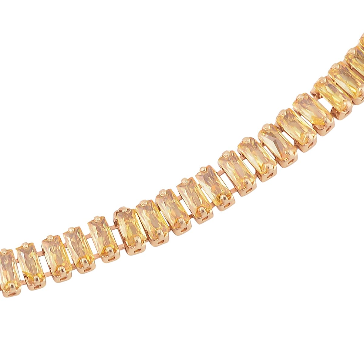 Simulated Yellow Diamond Tennis Bracelet (6.75-8.75In) and Necklace 16.5-19.5 Inches in Goldtone 50.00 ctw image number 3