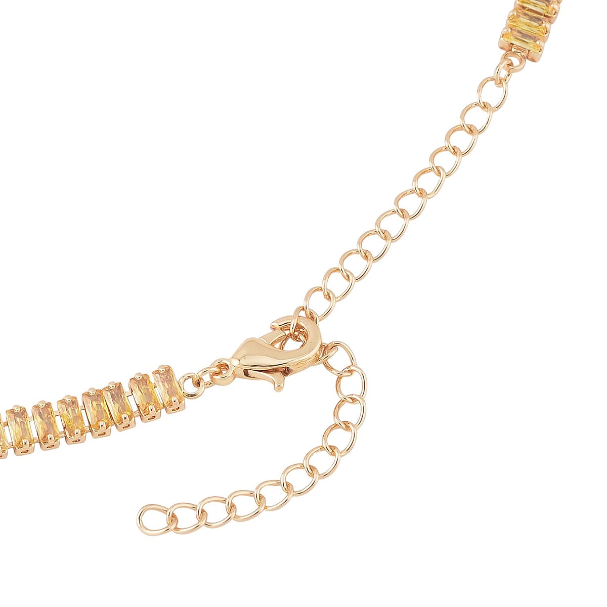 Simulated Yellow Diamond Tennis Bracelet (6.75-8.75In) and Necklace 16.5-19.5 Inches in Goldtone 50.00 ctw image number 4