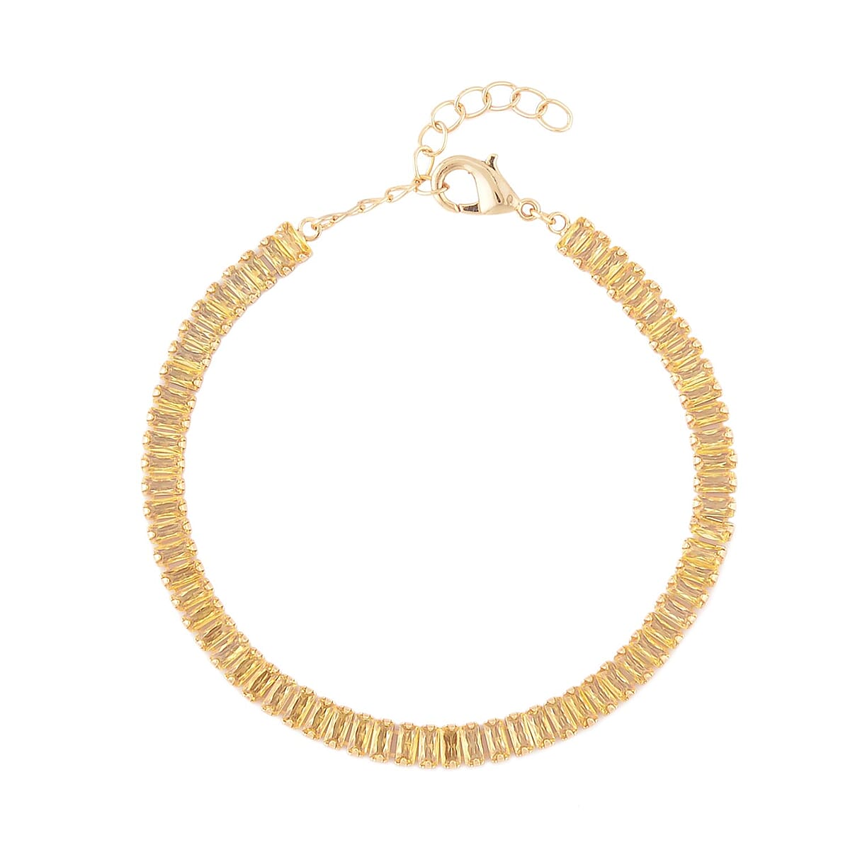 Simulated Yellow Diamond Tennis Bracelet (6.75-8.75In) and Necklace 16.5-19.5 Inches in Goldtone 50.00 ctw image number 5
