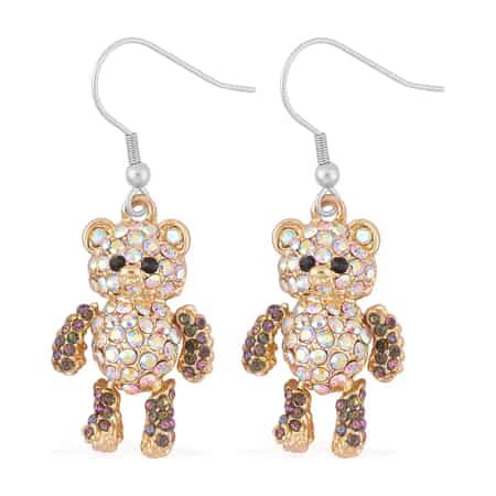 Buy Aurora Borealis Austrian Crystal Teddy Bear Earrings and Necklace 20-22  Inches in Goldtone at