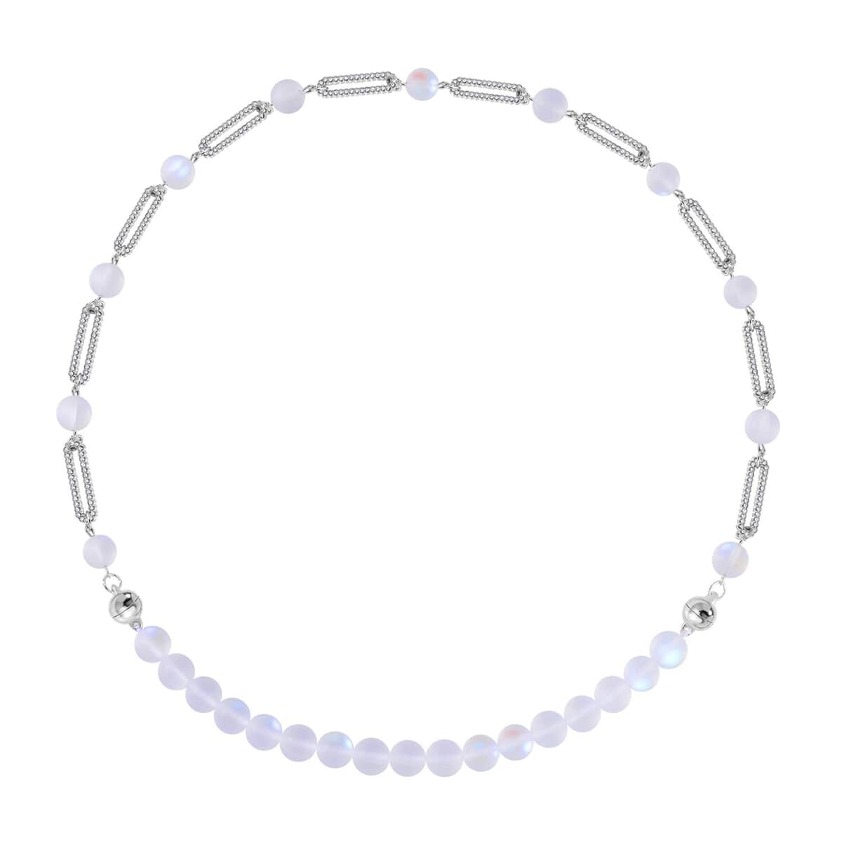 White Aurora Borealis Glass and Austrian Crystal Bracelet (7.25In) and Necklace 19 Inches in Silvertone image number 2