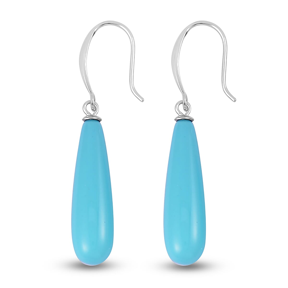 Sky Blue Shell Pearl Drop Earrings and Pendant Necklace 20 Inches in Sterling Silver & Stainless Steel