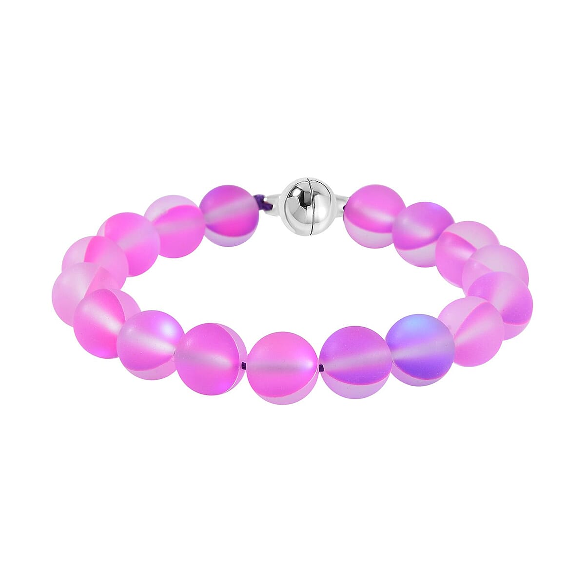 Purple Aurora Borealis Glass and Purple Austrian Crystal Set of Bracelet (7.25In) and Necklace 19 Inches in Silvertone image number 7