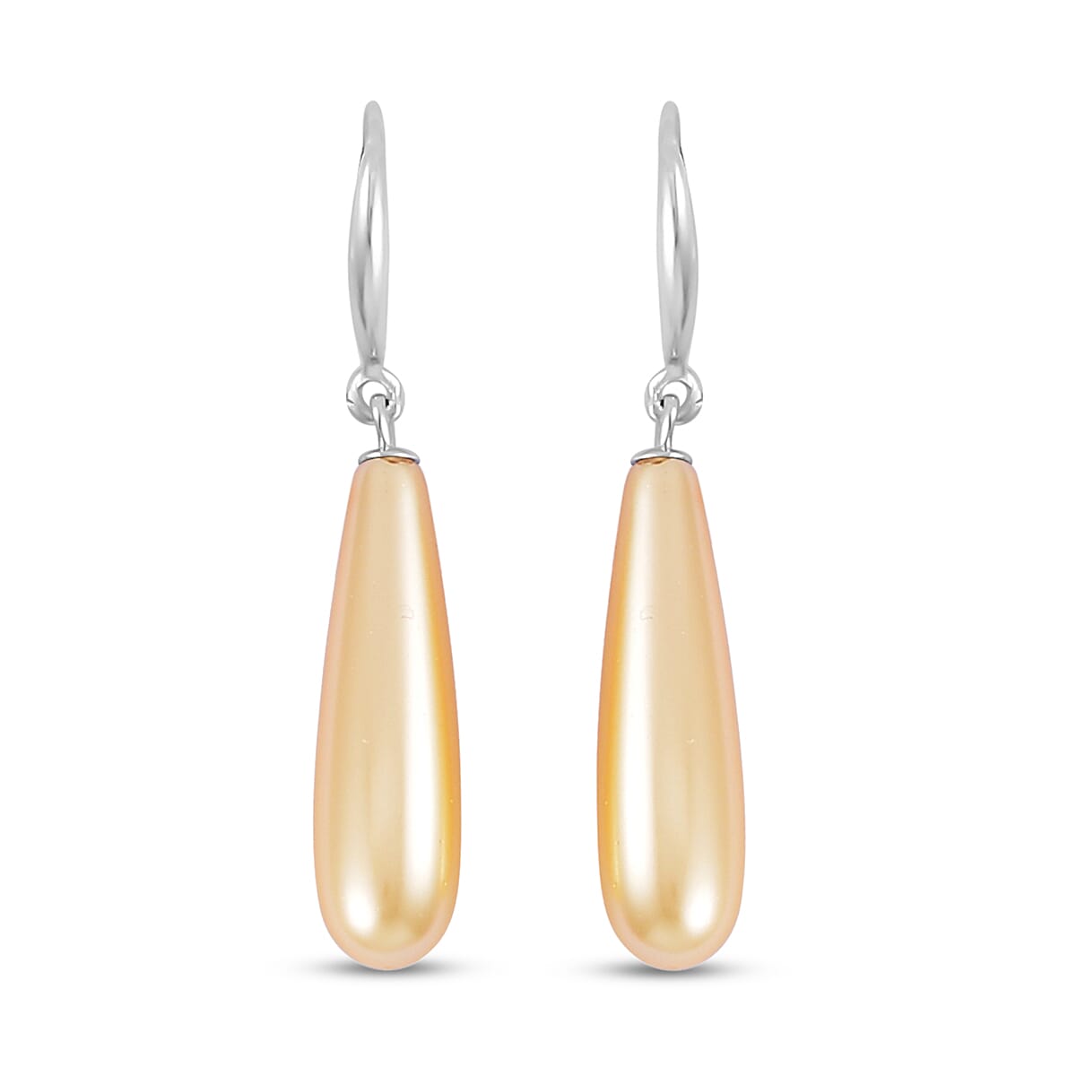 Golden Shell Pearl Drop Earrings and Pendant in Sterling Silver with Stainless Steel Necklace 20 Inches image number 5