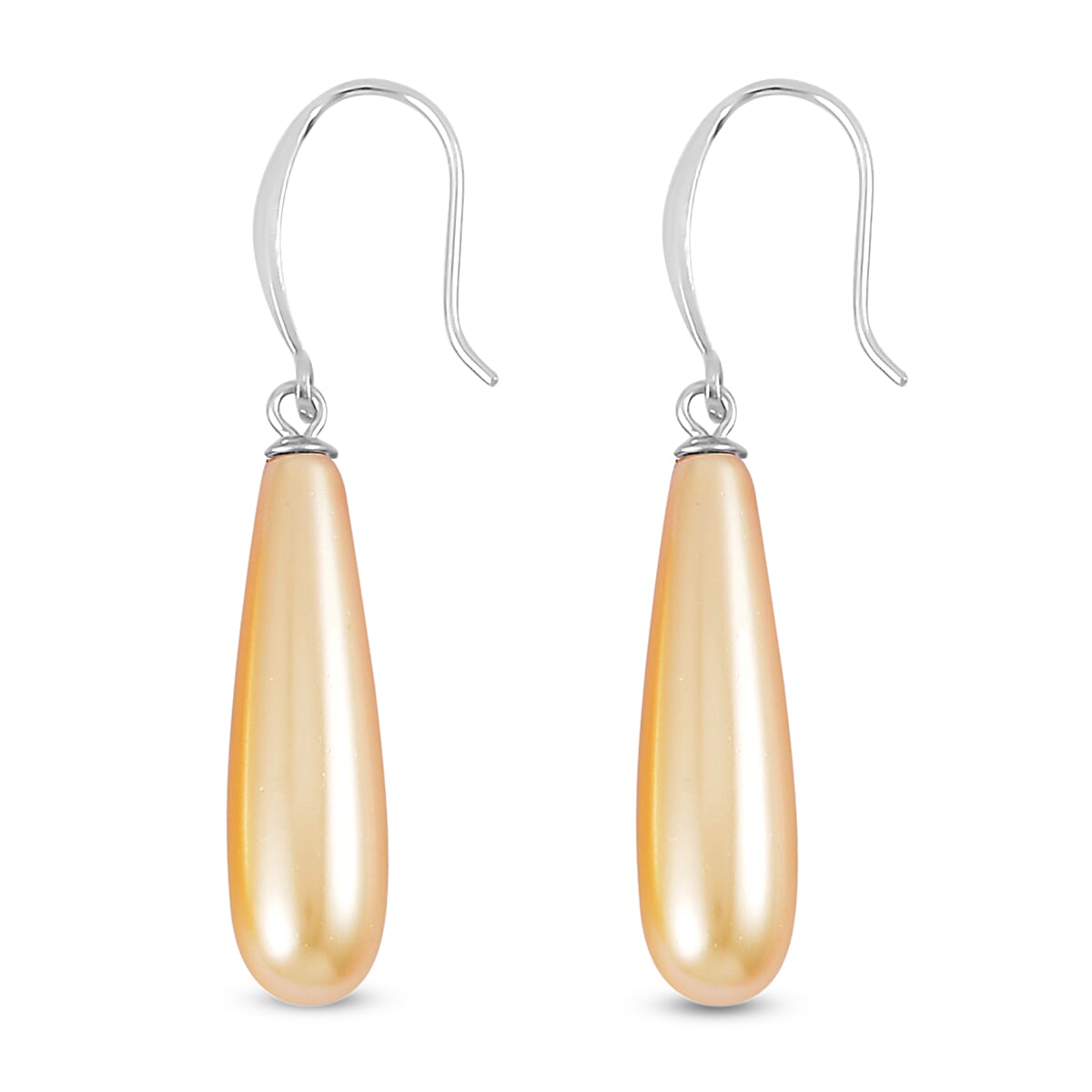 Golden Shell Pearl Drop Earrings and Pendant in Sterling Silver with Stainless Steel Necklace 20 Inches image number 6