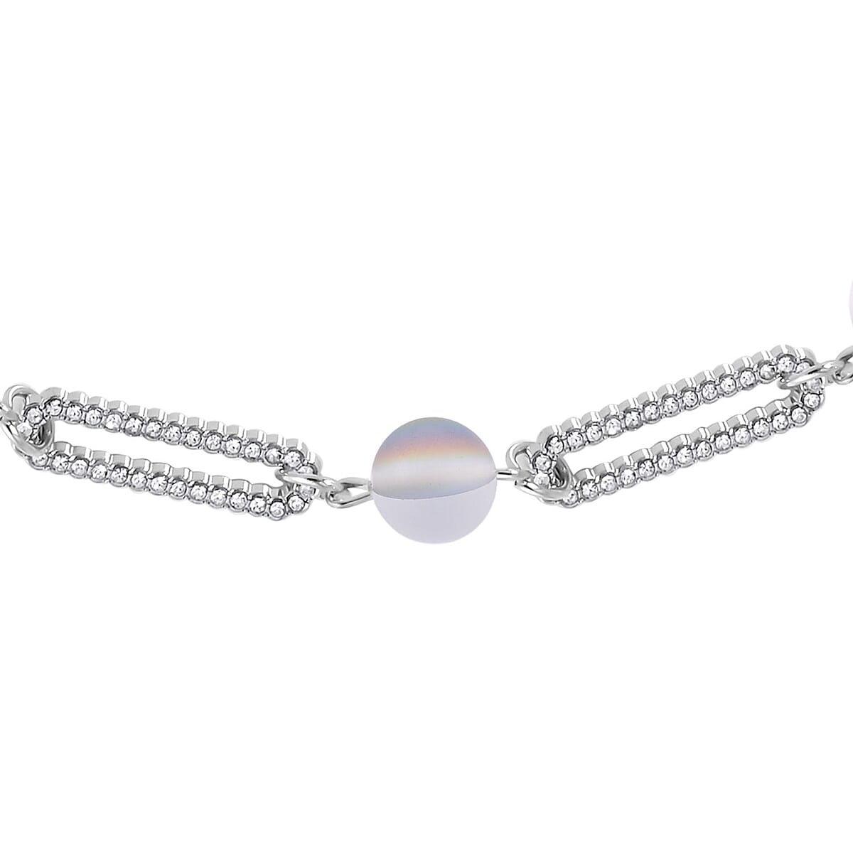 Mystic Color Aurora Borealis Glass and Mystic Color Austrian Crystal Set of Bracelet (7.25In) and Necklace 19 Inches in Silvertone image number 4