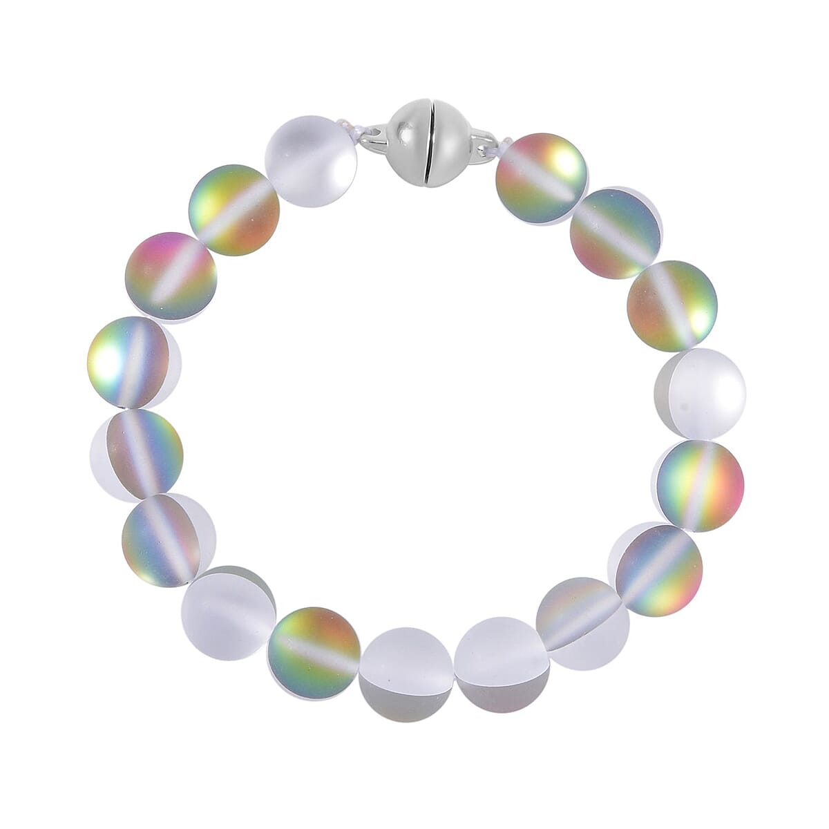 Mystic Color Aurora Borealis Glass and Mystic Color Austrian Crystal Set of Bracelet (7.25In) and Necklace 19 Inches in Silvertone image number 6