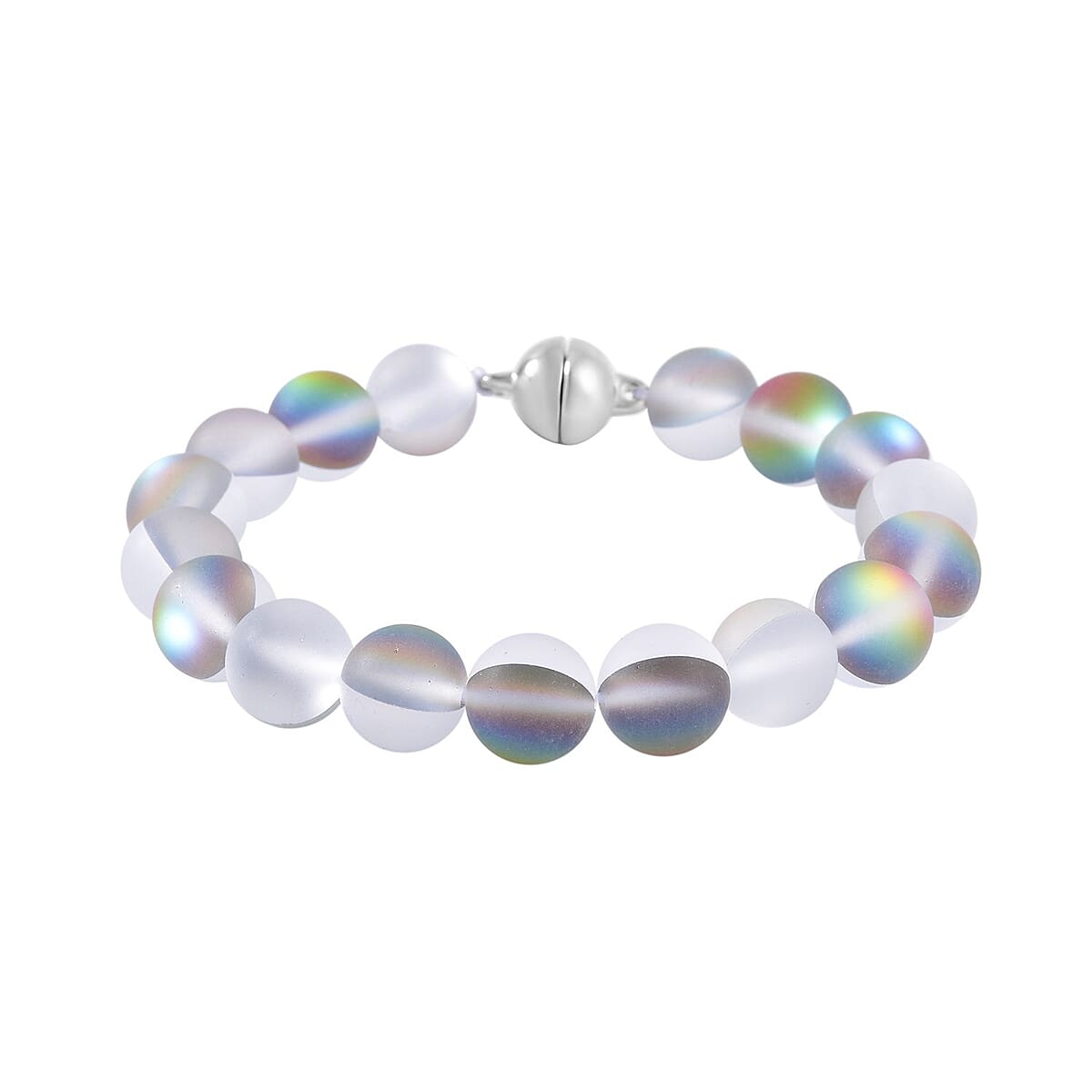 Mystic Color Aurora Borealis Glass and Mystic Color Austrian Crystal Set of Bracelet (7.25In) and Necklace 19 Inches in Silvertone image number 7