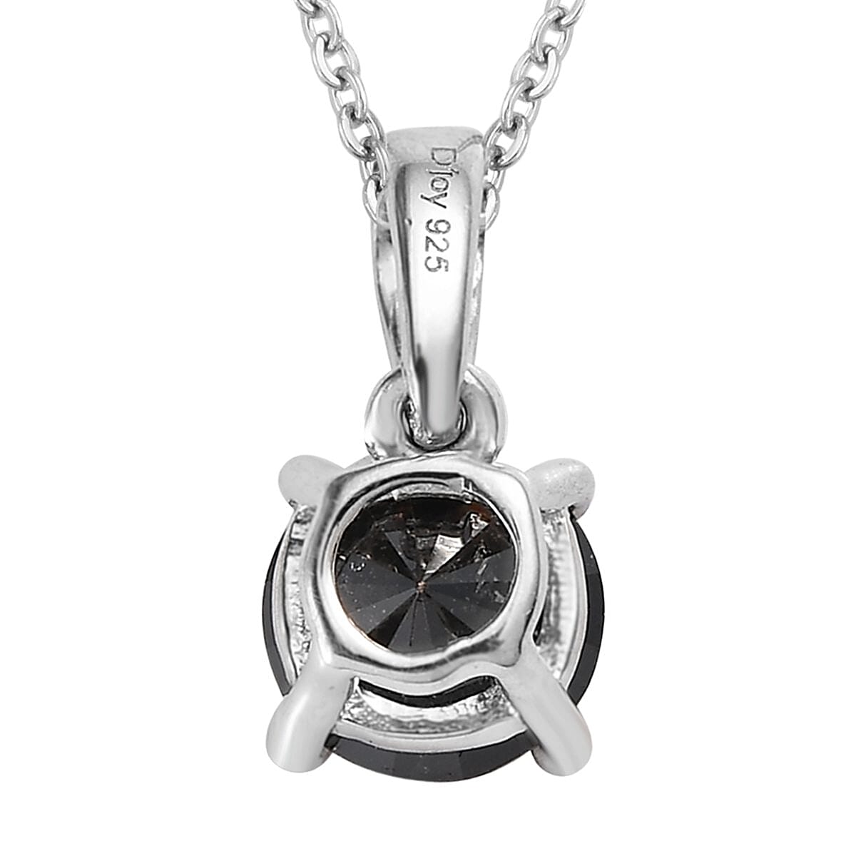 Ankur Treasure Chest Premium Black Diamond Solitaire Pendant Necklace 20 Inches in Platinum Over Sterling Silver 1.00 ctw image number 4