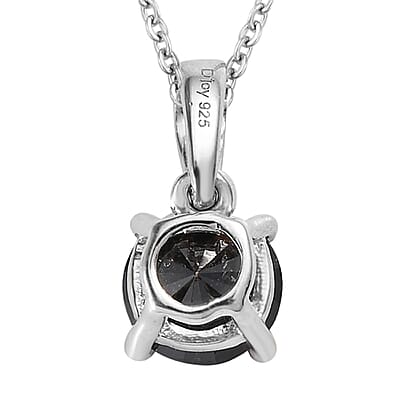 Ankur Treasure Chest Premium Black Diamond Solitaire Pendant Necklace 20 Inches in Platinum Over Sterling Silver 1.00 ctw