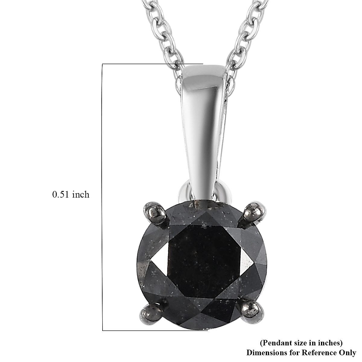 Ankur Treasure Chest Premium Black Diamond Solitaire Pendant Necklace 20 Inches in Platinum Over Sterling Silver 1.00 ctw image number 6