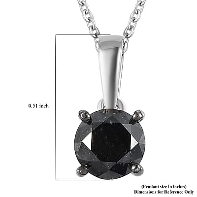 Ankur Treasure Chest Premium Black Diamond Solitaire Pendant Necklace 20 Inches in Platinum Over Sterling Silver 1.00 ctw